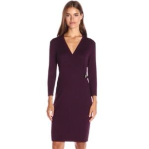 Calvin Klein Womens Knit Faux Wrap Sweaterdress